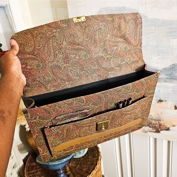 VTG Made In Korea Evelope Style Paisley Print Portfolio Briefcase. - Picture 6 of 15
